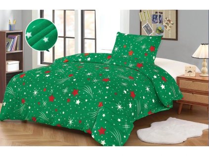 Zelené povlečení mikroplyš NOČNÍ OBLOHA – stylový design s hvězdami