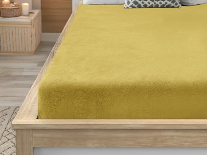 Mikroplüsch-Spannbettlaken SOFT 90x200 cm Senf