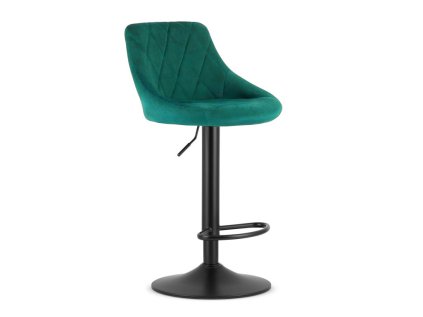 Grüner Barhocker KAST VELVET mit schwarzem Bein