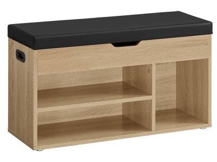 Botník s lavicí WESO SONOMA – černý sedák z eko kůže pro moderní předsíň