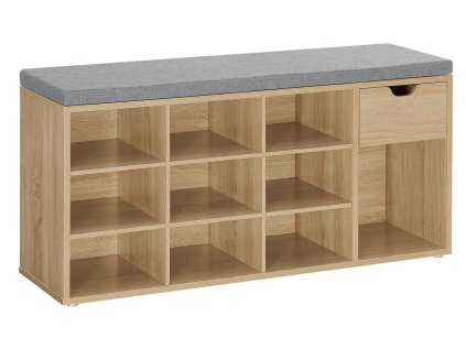 Botník s lavicí WESO SONOMA – šedý sedák a praktická zásuvka