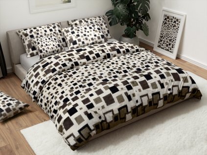Luxusní povlečení mikroplyš LUXOR bílo-šedé s moderním geometrickým vzorem