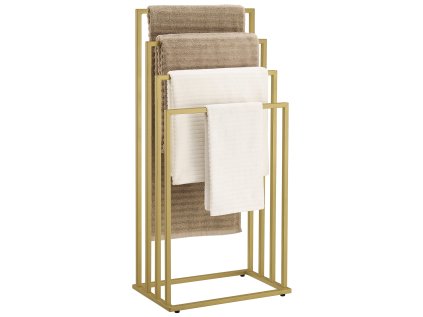 Stojan na ručníky LINESTRO 93x45 cm – moderní design, zlatý kov, 4 ramena, ideální do koupelny nebo ložnice.