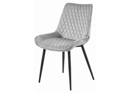 Světle šedá sametová židle VERDO s černými nohami – moderní doplněk do každého interiéru.