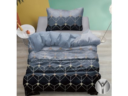 Bavlněné povlečení ATHENA modré s moderním geometrickým vzorem
