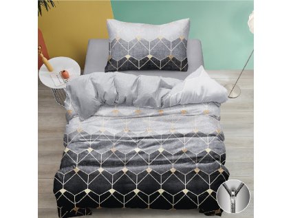 Bavlněné povlečení ATHENA šedé s moderním geometrickým vzorem