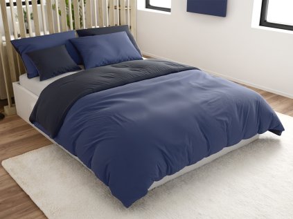 Oboustranné bavlněné povlečení MONOCHROMATIC šedo-modré