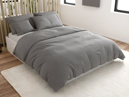 Šedé krepové povlečení STANDO s hotelovou kapsou