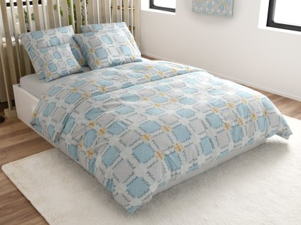 Povlečení z mikrovlákna GALDAR modré – moderní kostkovaný vzor