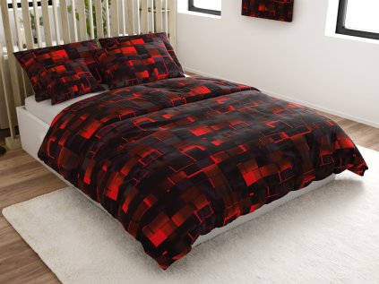rČervené bavlněné povlečení GRAPHIO s moderním vzorem