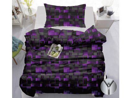 Luxusní bavlněné povlečení GRAPHIO fialové s moderním geometrickým vzorem
