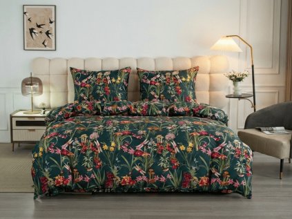 Mikrofaser-Bettwäsche MYSTIC GARDEN dunkelgrün
