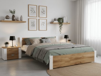 Bett IKAROS 120 x 200 cm, Eiche Artisan/Weiß