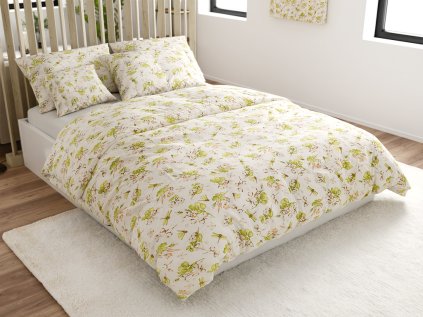 Bílé povlečení GOSSIRA z mikrovlákna s jemným květinovým vzorem