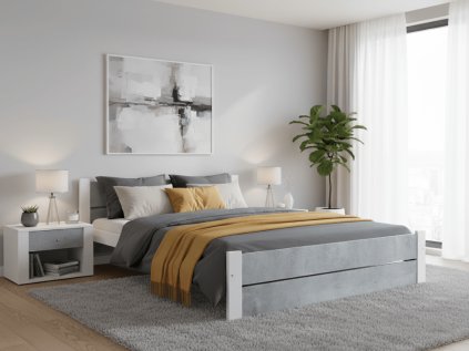 Bett IKAROS DOUBLE 120 x 200 cm, Beton/Weiß