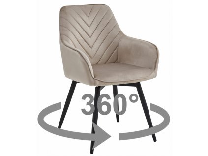Otočné jídelní křeslo NANA360 VELVET béžové s elegantním sametem
