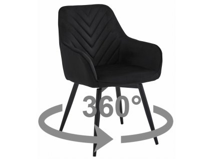 Otočné jídelní křeslo NANA360 VELVET černé s čalouněním