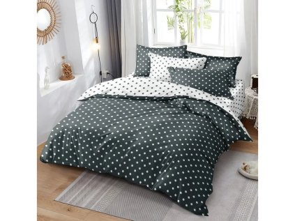 Stylové bavlněné povlečení COLAM GREY šedé s elegantními puntíky