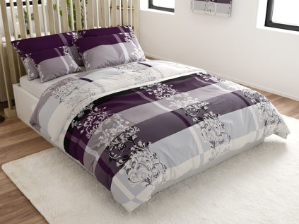 Povlečení z mikrovlákna LUXURY fialové s elegantním vzorem