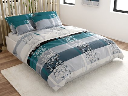 Povlečení z mikrovlákna LUXURY tyrkysové s elegantním vzorem