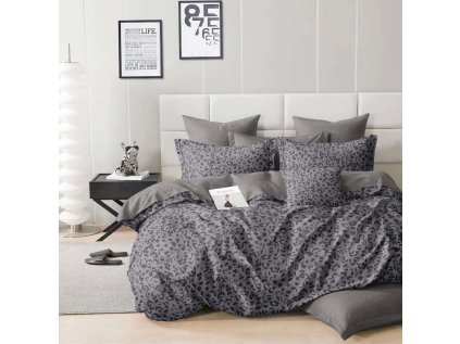 Elegantní bavlněné povlečení NOMARI šedé s moderním vzorem