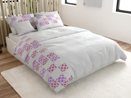 Povlečení z mikrosaténu VELLARI světle šedé s elegantním vzorem