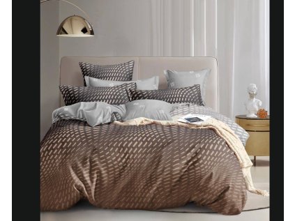 Moderní bavlněné povlečení TORVELIS hnědošedé s abstraktním vzorem