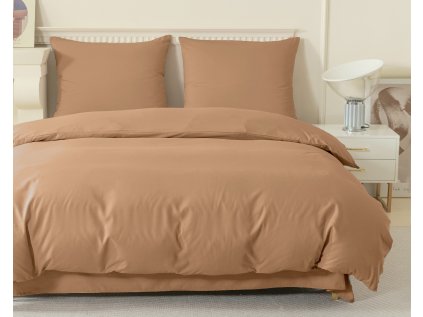 Luxusní povlečení z mikrovlákna LANTA hnědé s jednoduchým stylem