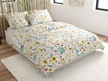 Elegantní bavlněné povlečení MEADOW CHARM barevné s květinovým vzorem