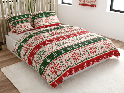 Povlečení z mikrovlákna FROSTED CHRISTMAS – barevný pletený vánoční vzor