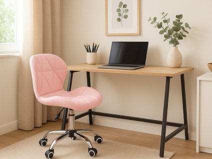 Moderní set do pracovny TAYLOR SONOMA a AVOLA růžové křeslo z eko kůže