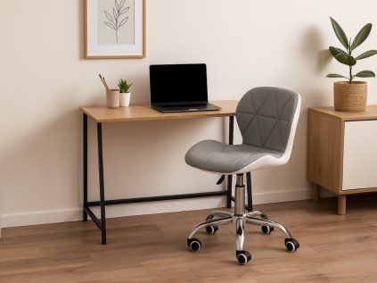 Praktický set do home office TAYLOR SONOMA + AVOLA šedo-bílé křeslo z eko kůže