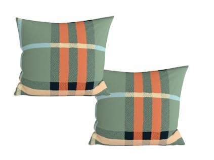 Povlaky na polštář PLAIDORY 45x45 zelené s kostkovaným vzorem