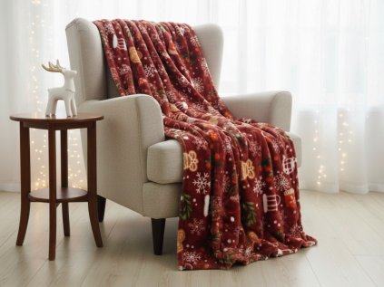 Vánoční mikroplyšová deka GINGERBREAD HEART ideální na zimní večery