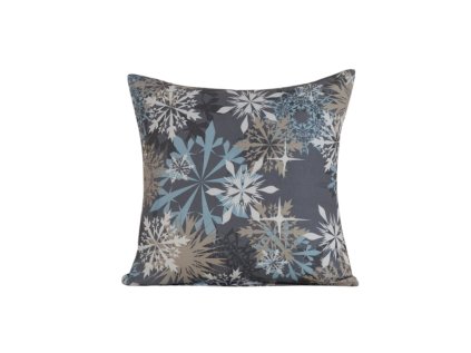 Povlak na polštář z mikrovlákna VLOČKA 45x45 cm modrošedý se sněhovými vločkami