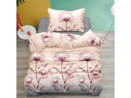 Elegantní bavlněné povlečení ELARINE béžové s pampeliškami