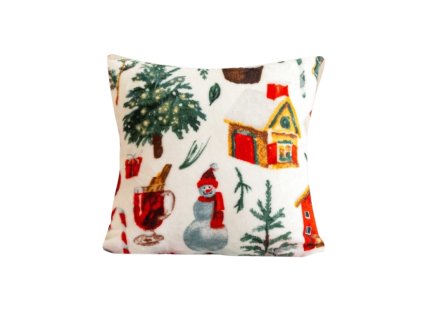 Mikroplyšový povlak FESTIVE MAGIC 45x45 s vánočním motivem