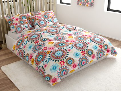 Povlečení z mikrovlákna GEOMANDALA barevné s mandalovým vzorem