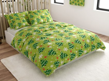 Povlečení z mikrovlákna CHRISTMAS TREE zelené s vánočním motivem
