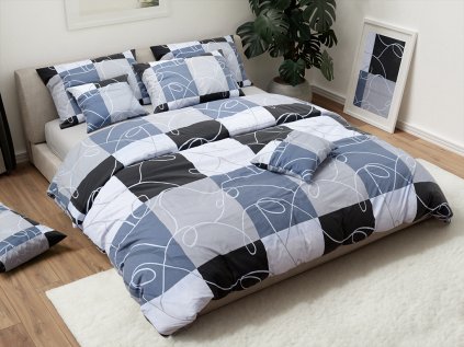 Moderní bavlněné povlečení KASPARO BLEND šedé s geometrickým vzorem