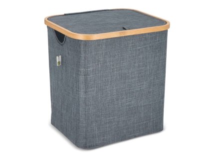 Praktický koš na prádlo NOLVIO 50 L modrošedý s víkem