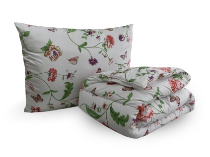 Květinový set MEADOW FLOWERS – přikrývka 140x200 cm a polštář 70x90 cm