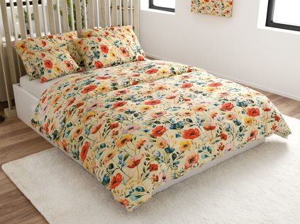 Krepp-Bettwäsche FLOREEN cremefarben