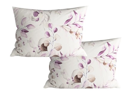 Sada 2 bílých povlaků FLORANY 50x70 cm s jemným květinovým motivem