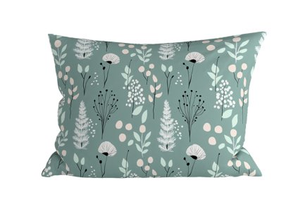 Dekorační povlak WILD FLOWERS mentolový 50x70 cm s květinovým vzorem