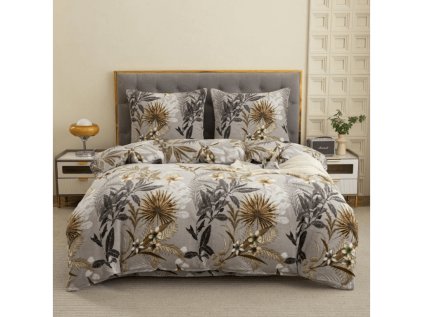 Mikroplyšové povlečení EXVORO – luxusní květinový vzor v šedé