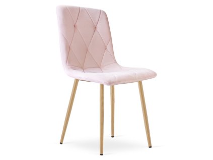 Elegantní sametová jídelní židle LIBRA světle růžová
