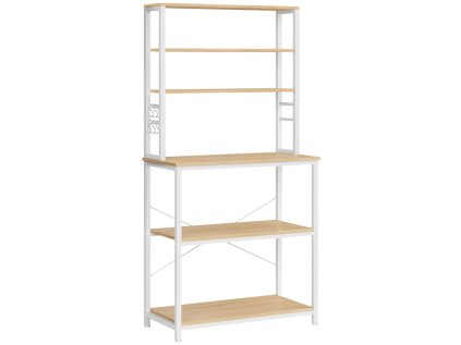 Kuchyňský regál LORANO bílý/dub 167x80 cm s policemi a kovovou konstrukcí