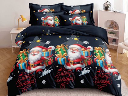 Povlečení z mikrovlákna MIDNIGHT GIFT barevné s veselým vánočním motivem