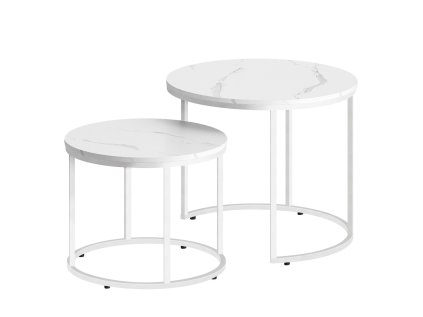 Sada stolků MARLON bílý mramor – moderní odkládací řešení